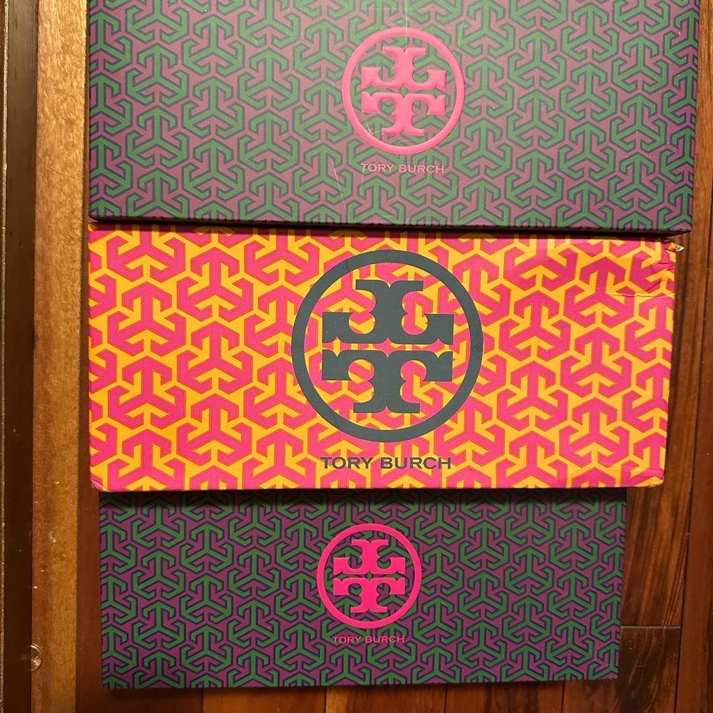 Tory Burch Patterned Shoe Boxes. Set of 3